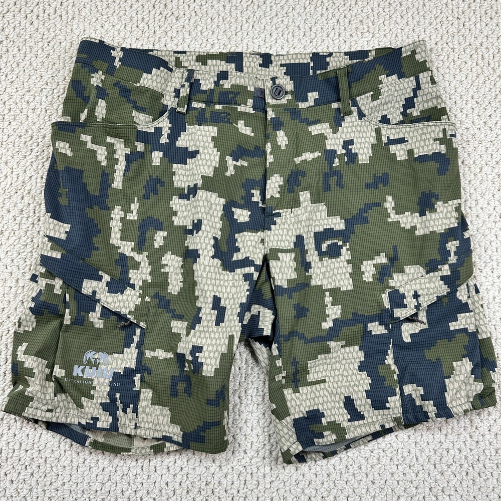 Kuiu Tiburon Shorts Mens 38 Green Verde Digital Camo Hiking Hunting Outdoor